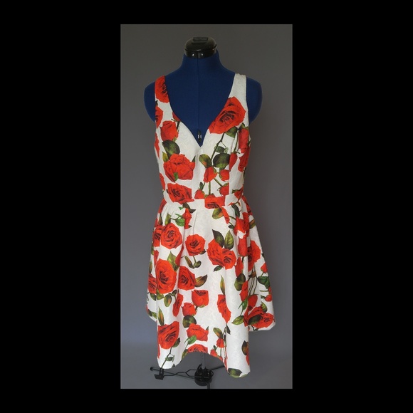 Chi Chi London Modcloth Floral Rose Dress Size 12 - Picture 2 of 8